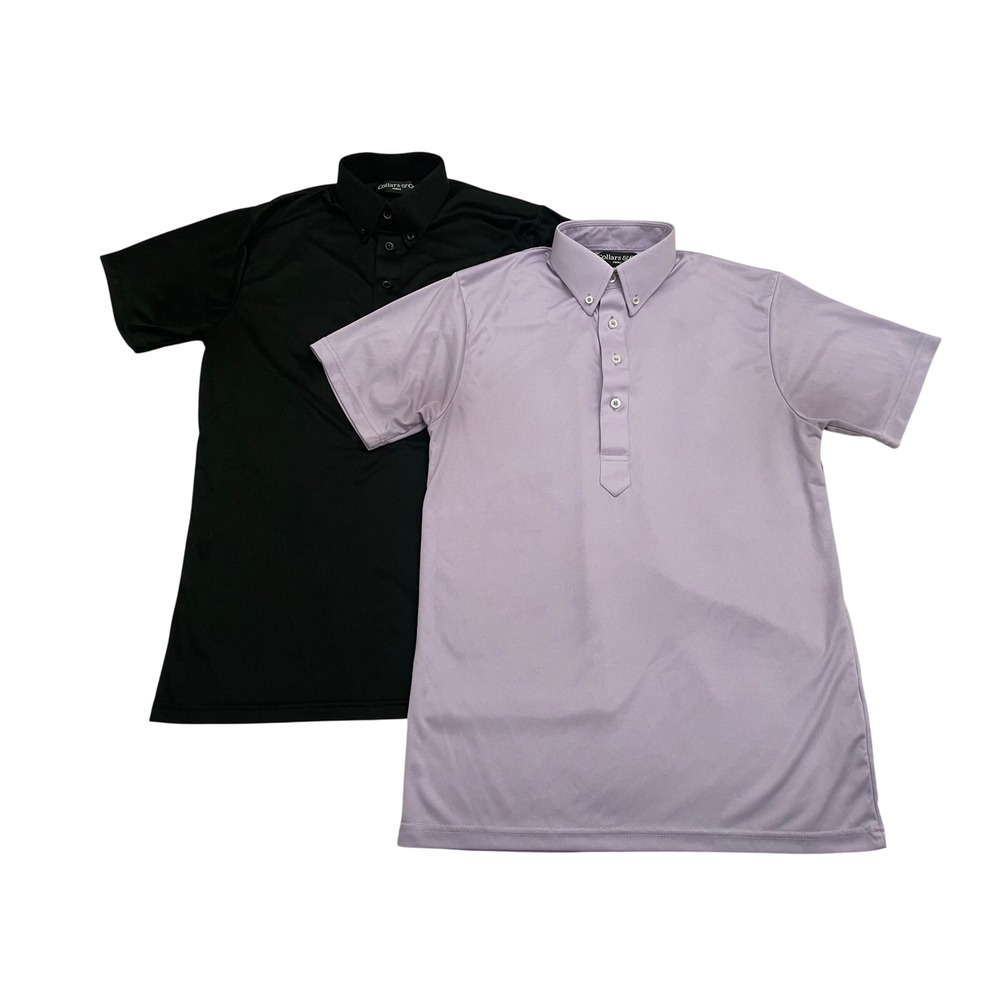 Collars & Co Dress Collar Polo Lot of 2 Mens Small Black Purple Performance